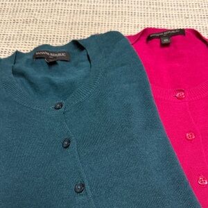 2 Banana Republic Woman’s Classic Cotton Blend Cardigan Teal and Pink